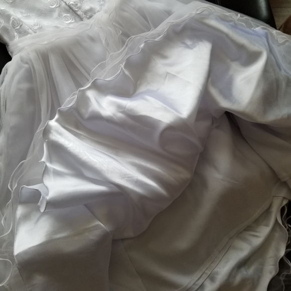 ❗Big Girl White Long Beaded Floral Full Tulle Skirt Flower Girl Dress 10❗ - Picture 6 of 7